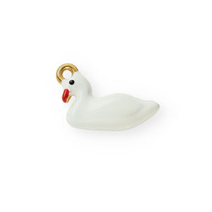 Anh&auml;nger aus rostfreiem Edelstahl mit Enamel, Schwan Gold-white-red
