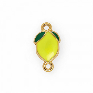 Zubeh&ouml;r aus rostfreiem Edelstahl, Zwischenst&uuml;ck mit Enamel, Zitrone Gold-yellow-green