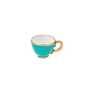 Anh&auml;nger aus rostfreiem Edelstahl mit Enamel, Teetasse Gold-teal green