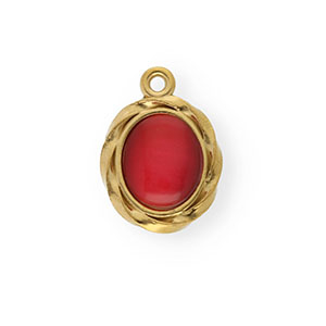 Anh&auml;nger aus rostfreiem Edelstahl mit Enamel, Oval Gold-red
