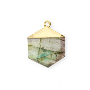 Naturstein Anh&auml;nger Labradorit Hexagon Grey-gold