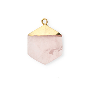 Naturstein Anh&auml;nger Quarz Hexagon Light pink-gold
