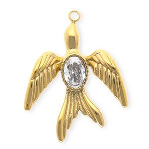 Anh&auml;nger aus rostfreiem Edelstahl mit Strass, Schwalbe Gold-crystal