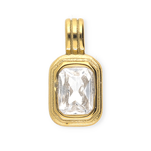Anh&auml;nger aus rostfreiem Edelstahl mit Strass, Rechteck Gold-crystal