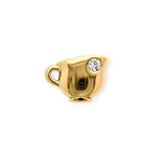 Anh&auml;nger aus rostfreiem Edelstahl mit Strass, Tasse Gold-crystal