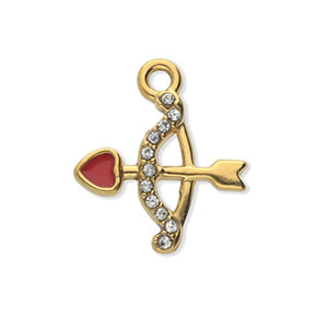 Anh&auml;nger aus rostfreiem Edelstahl mit Strass, Pfeil und Bogen Gold-crystal-red