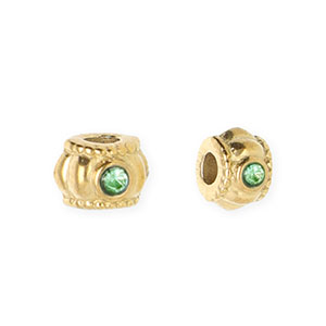 Stainless Steel - Rostfrei Stahl Perlen Spacer mit Strass 6 mm Gold-green
