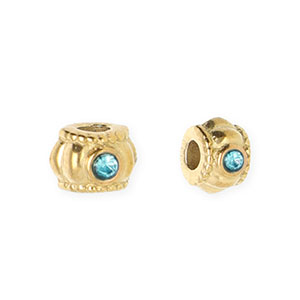 Stainless Steel - Rostfrei Stahl Perlen Spacer mit Strass 6 mm Gold-blue