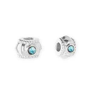Stainless Steel - Rostfrei Stahl Perlen Spacer mit Strass 6 mm Silver-blue