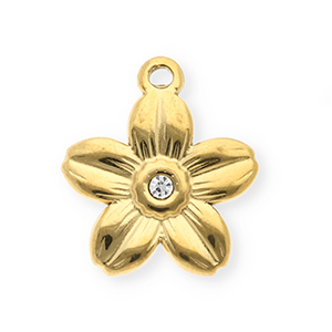 Anh&auml;nger aus rostfreiem Edelstahl mit Strass, Blume Gold-crystal