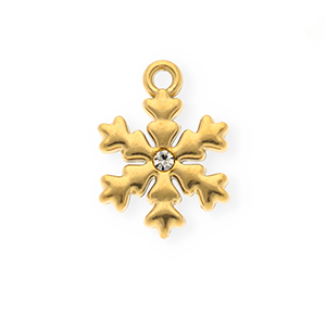 Anh&auml;nger aus rostfreiem Edelstahl mit Strass, Schneeflocke Gold-crystal
