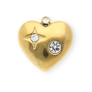 Anh&auml;nger aus rostfreiem Edelstahl mit Strass, Herz Gold-crystal