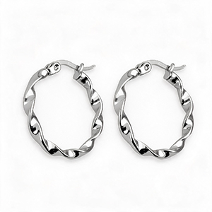 Ohrringe aus Stainless Steel - Rostfreiem Stahl Creolen 25mm Twist Silber