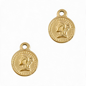 Stainless Steel - Rostfrei Stahl Anh&auml;nger M&uuml;nze Gold