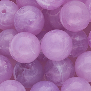 14 mm Acrylperlen Rund Lilac-white marble