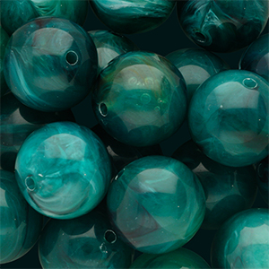18 mm Acrylperlen Rund Teal green-multicolour-white marble