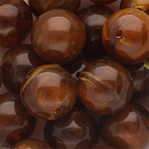 18 mm Acrylperlen Rund Brown-camel brown-white marble