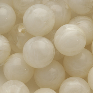 18 mm Acrylperlen Rund Off white-white marble