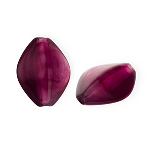 Acrylperlen Rhombus Aubergine purple-white marble