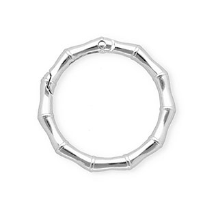 Zubeh&ouml;r f&uuml;r Schl&uuml;sselanh&auml;nger, Karabiner-Ring in Bambusoptik Silver