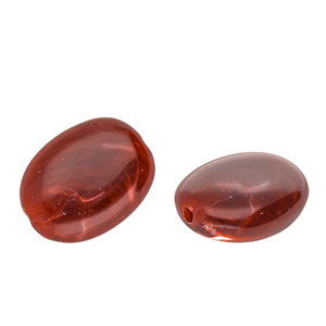 Acrylperlen Oval Red-white marble