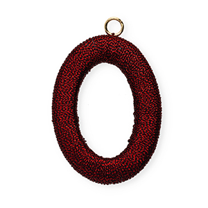 Acryl Anh&auml;nger mit Makramee Band Oval Red metallic-gold