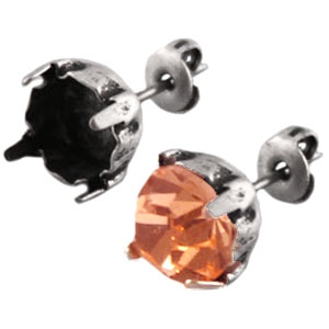 Ohrstecker DQ Metall f&uuml;r Swarovski Chaton SS29 Antik silber 