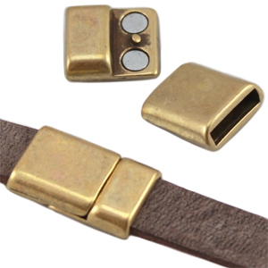 DQ Metall Magnetverschluss (f&uuml;r Leder flach 10mm) Antik bronze (Nickelfrei)
