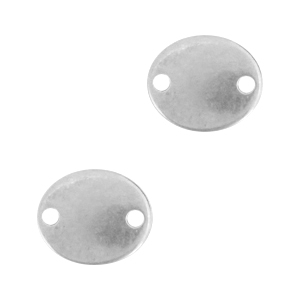 DQ Metall Anh&auml;nger Zwischenst&uuml;ck oval Antik silber (Nickelfrei)