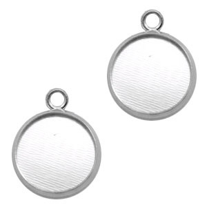 Anh&auml;nger Metall Fassung f&uuml;r Cabochon 12mm Antik silber