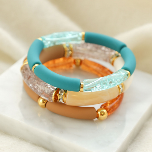 Verschiedene Armbanddesigns mit diversen Tube-Acrylperlen