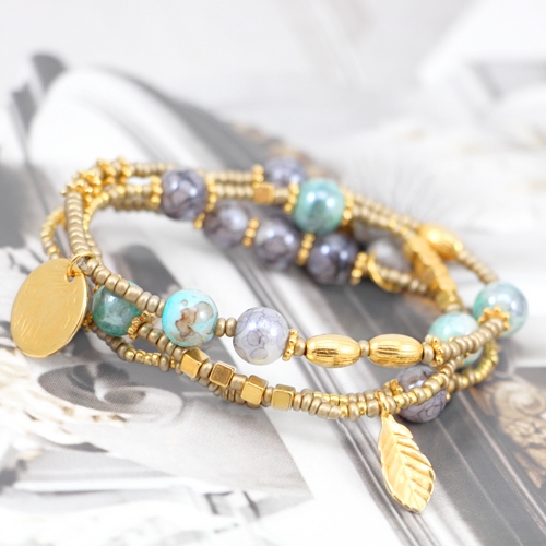 Sch&ouml;ner Schmuck mit melierten Glasperlen, Quaste, Rocailles und sch&ouml;ne DQ Metall Perlen und Anh&auml;nger!