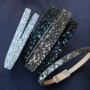 Armb&auml;nder mit Glitzer die zeitlos, schick und festlich sind aus Glitzerkordel mit Strass und Glitzer Imitat Leder