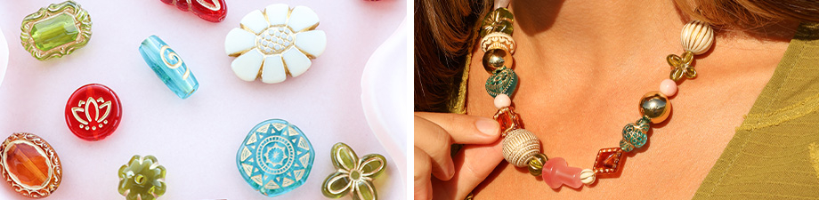 Neue Serie Acrylperlen mit goldfarbenen Details